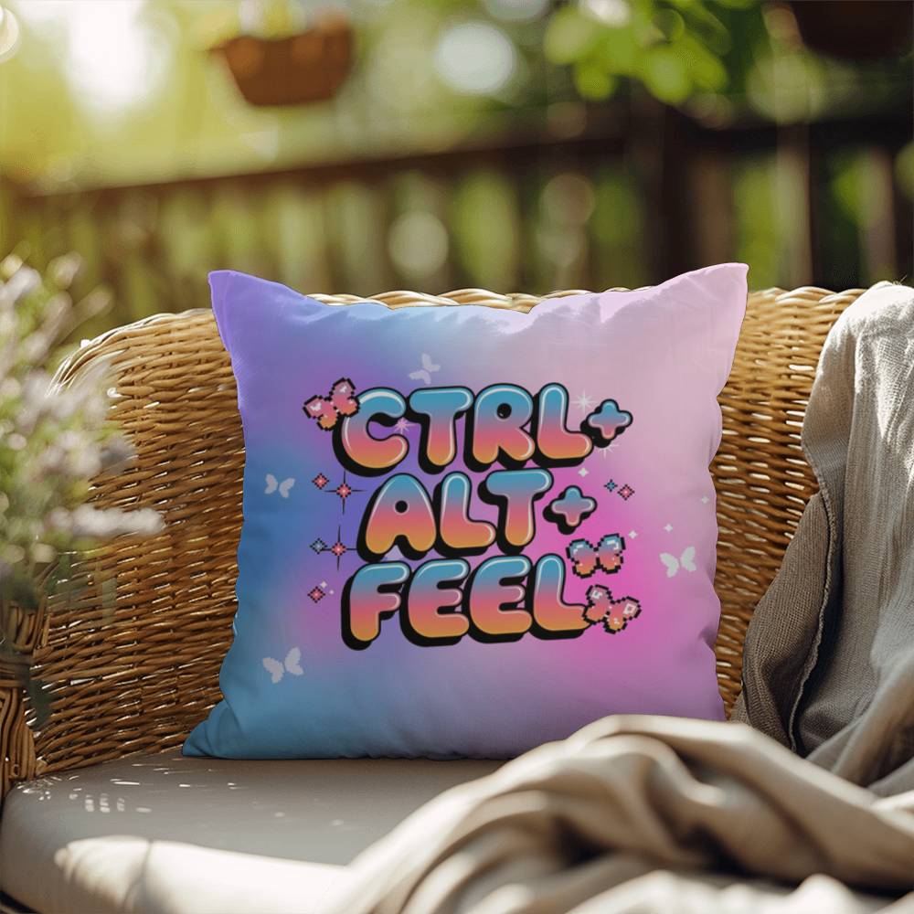Ctrl+Alt+Feel Y2K affirmation pillow custom name mental health gift - MySisterIsASurvivor