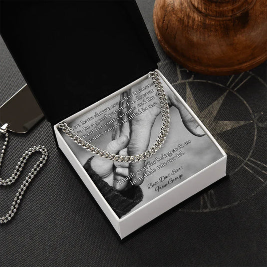 Cuban link chain with card “You Have Shown Me” – sentimental gift for life lessons from dad