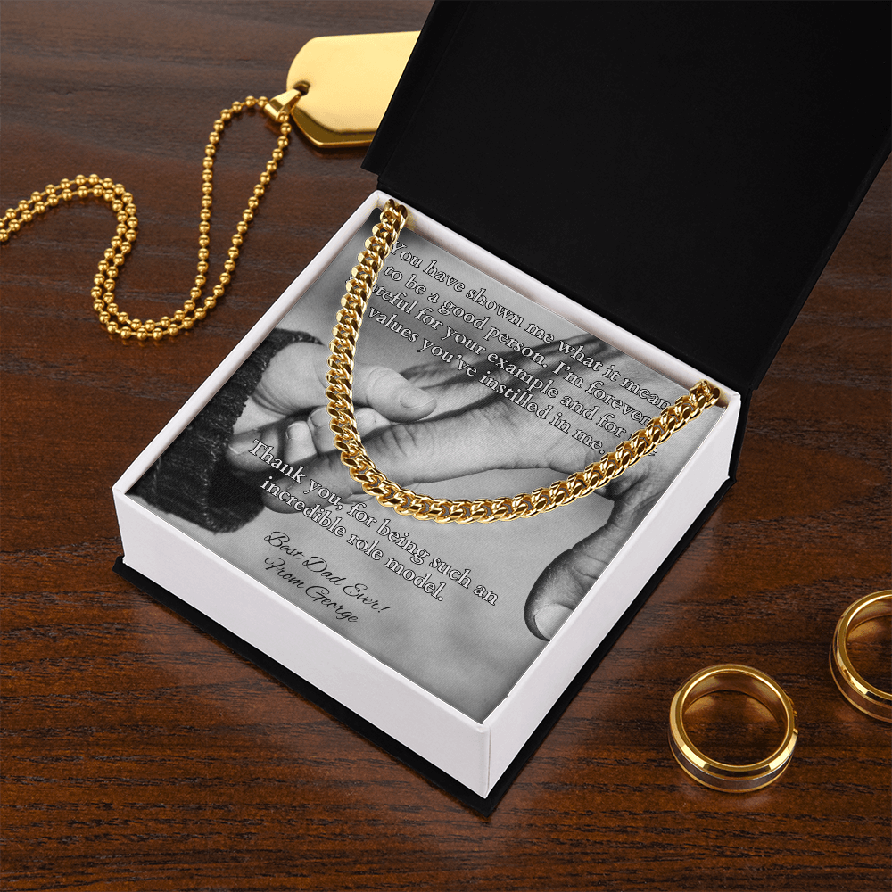Cuban link chain with card “You Have Shown Me” – sentimental gift for life lessons from dad
