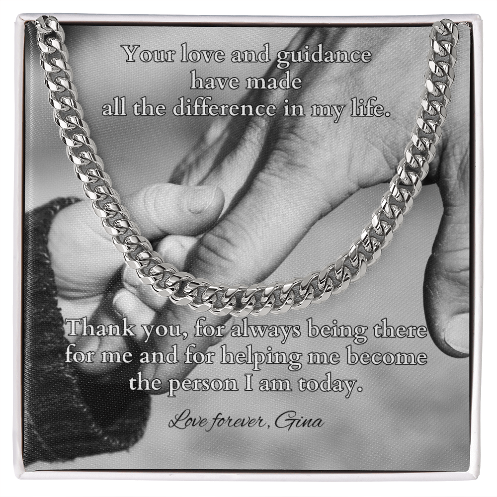 Cuban link chain with “Your Love And Guidance” message card – wise dad gift necklace