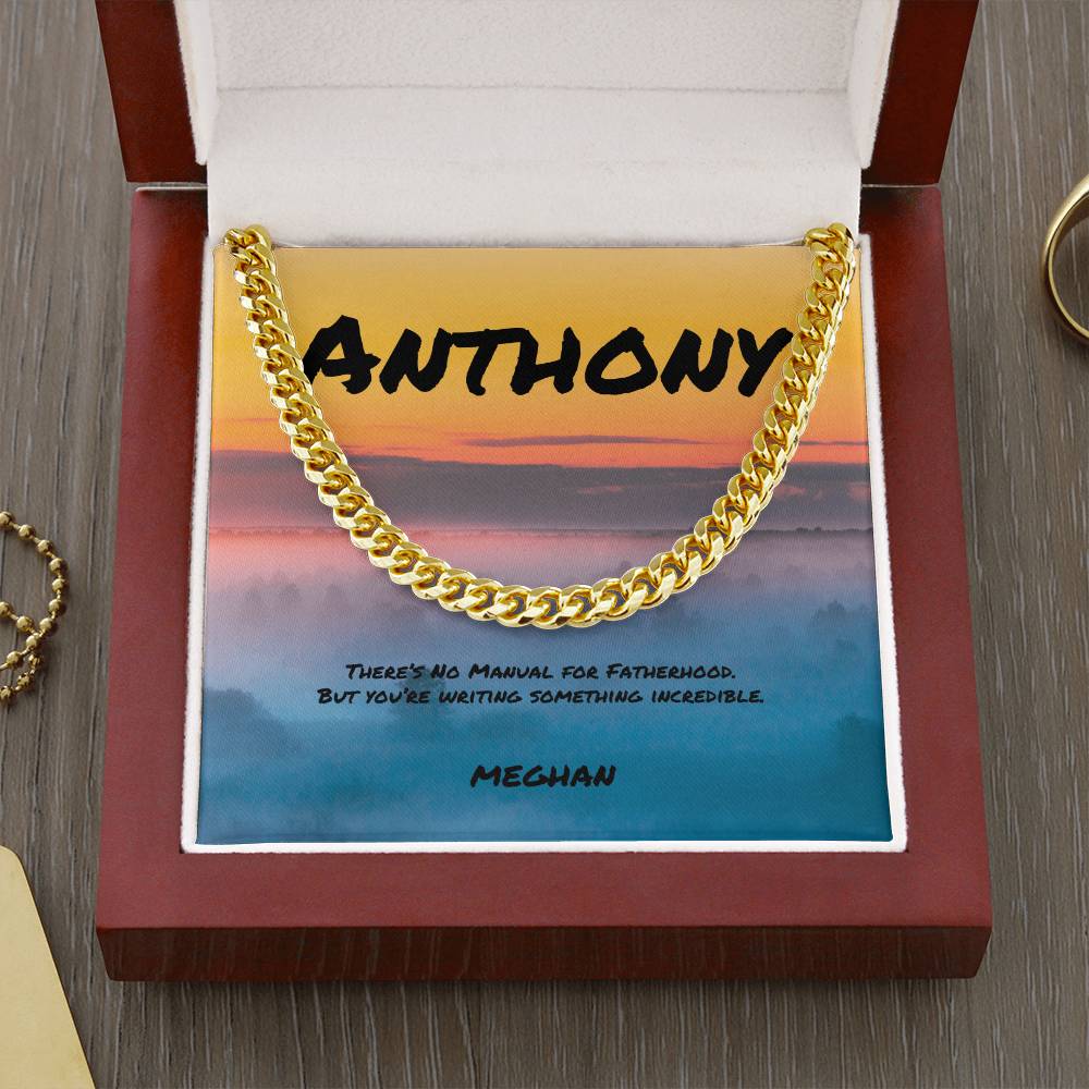 There’s No Manual for Fatherhood Cuban Link Necklace, Custom Jewelry for Guiding Hands - MySisterIsASurvivor