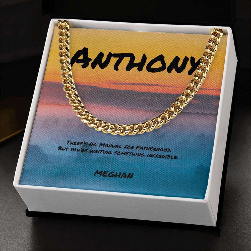 There’s No Manual for Fatherhood Cuban Link Necklace, Custom Jewelry for Guiding Hands - MySisterIsASurvivor