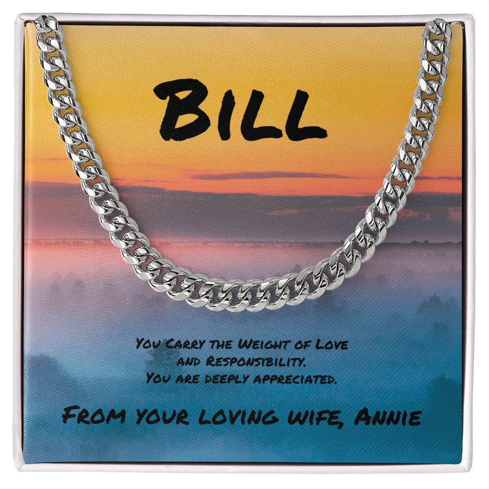 You Carry the Weight Cuban Link Necklace, Symbolic Jewelry for a Strong Man - MySisterIsASurvivor