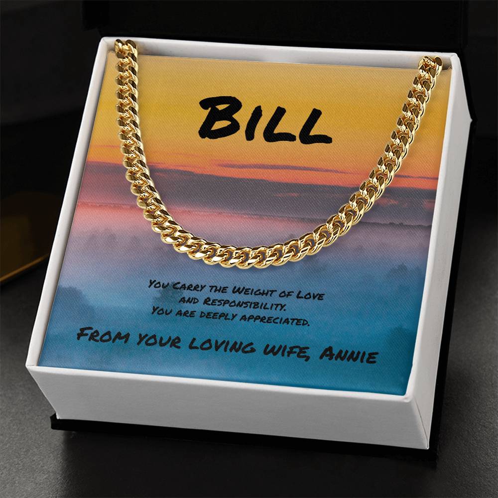 You Carry the Weight Cuban Link Necklace, Symbolic Jewelry for a Strong Man - MySisterIsASurvivor