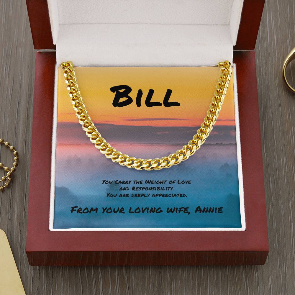 You Carry the Weight Cuban Link Necklace, Symbolic Jewelry for a Strong Man - MySisterIsASurvivor