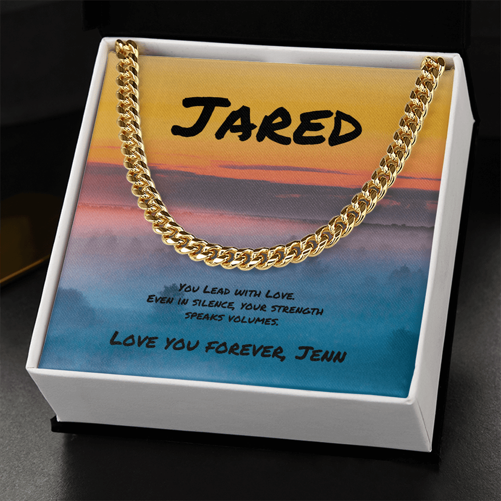 You Lead With Love Cuban Link Necklace, Personalized Jewelry for Caring Leaders - MySisterIsASurvivor