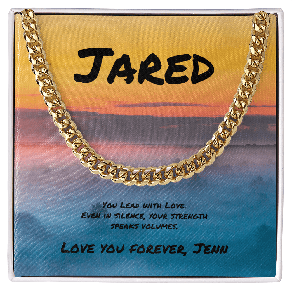 You Lead With Love Cuban Link Necklace, Personalized Jewelry for Caring Leaders - MySisterIsASurvivor
