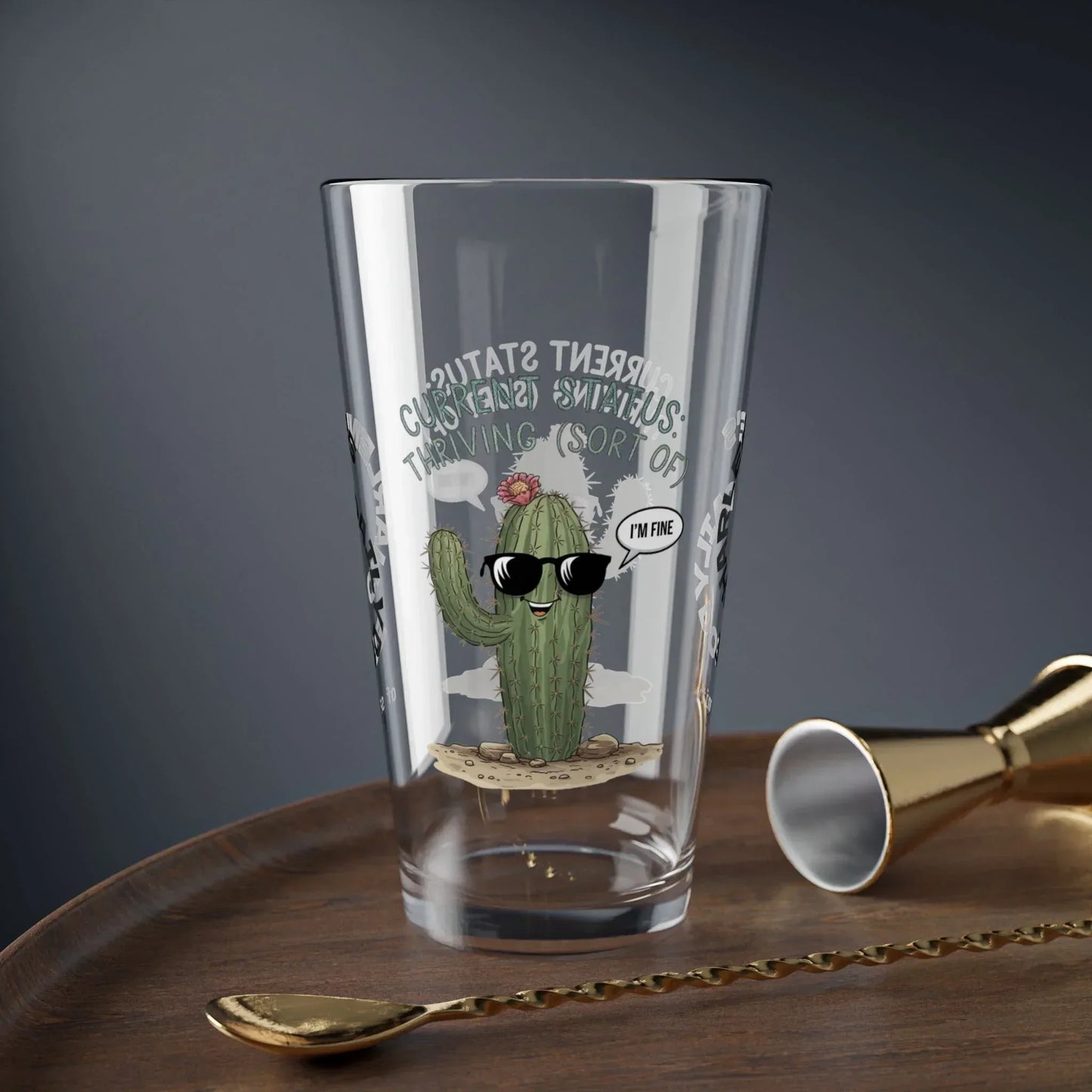 Shop our premium current status thriving sort of pint glass from MySisterIsASurvivor.