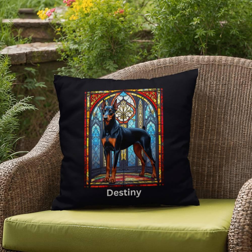 Shop our premium doberman pinscher black rust indoor outdoor pillow from MySisterIsASurvivor.