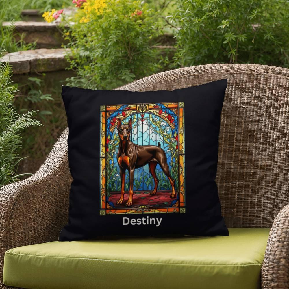 Shop our premium doberman pinscher brown rust indoor outdoor pillow from MySisterIsASurvivor.