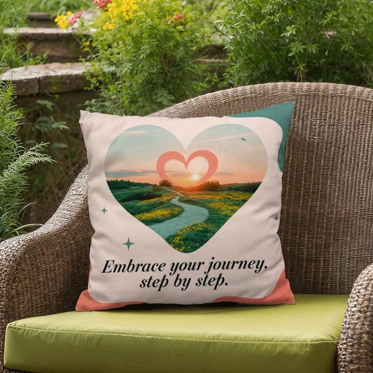 Shop our embrace your journey self care pillow featuring the 18" x 18" style option from MySisterIsASurvivor.