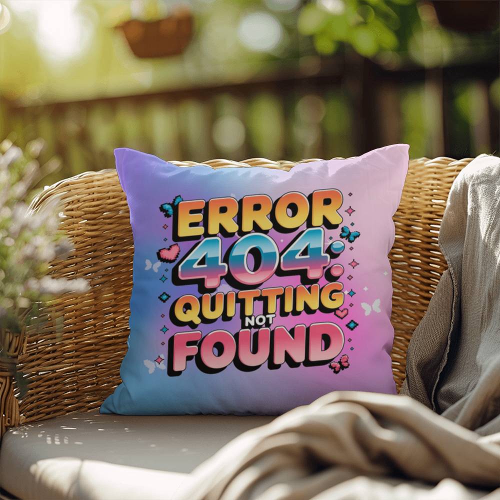 Error 404 Quitting Not Found Y2K motivational pillow custom name anxiety gift - MySisterIsASurvivor