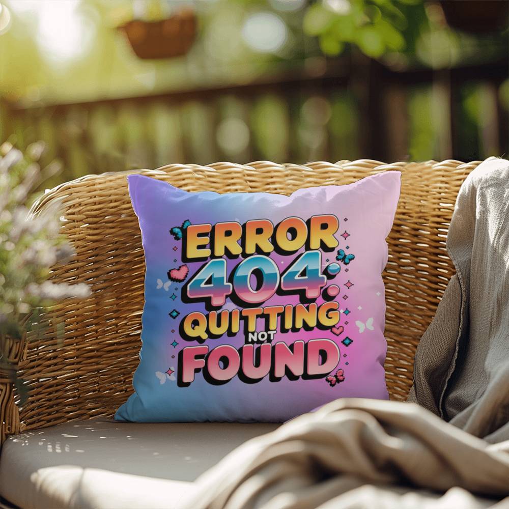 Error 404 Quitting Not Found Y2K motivational pillow custom name anxiety gift - MySisterIsASurvivor