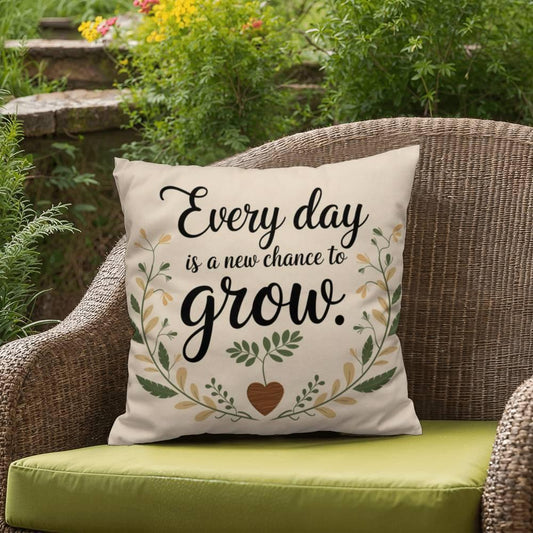 Shop our every day is a new chance self care pillow featuring the 18" x 18" style option from MySisterIsASurvivor.