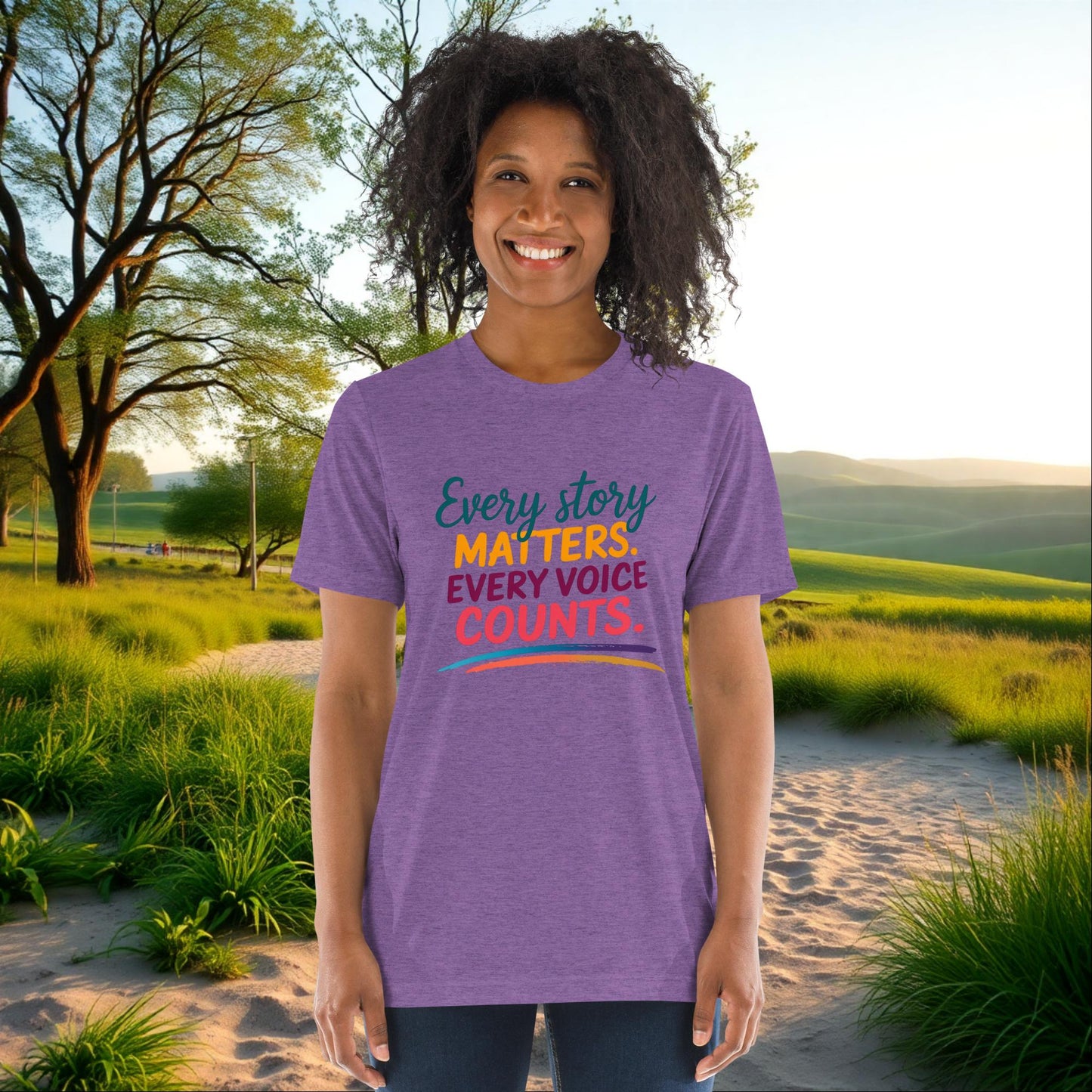 Every Story Matters, Every Voice Counts on Unisex Tri-Blend T-Shirt, advocacy, survivor support, empowerment