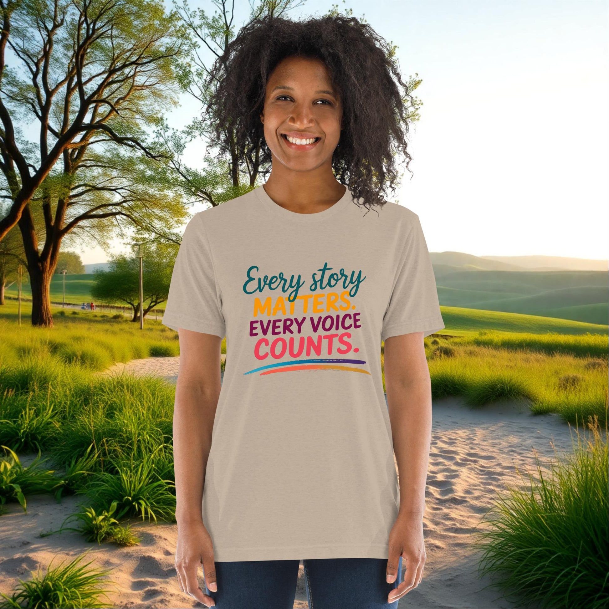 Every Story Matters, Every Voice Counts on Unisex Tri-Blend T-Shirt, advocacy, survivor support, empowerment