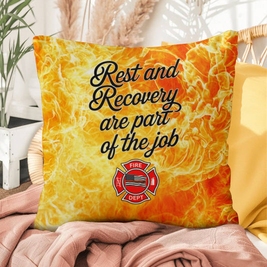 Custom pillow designed to remind first responders that rest and recovery are essential parts of their job, fostering mental health awareness.