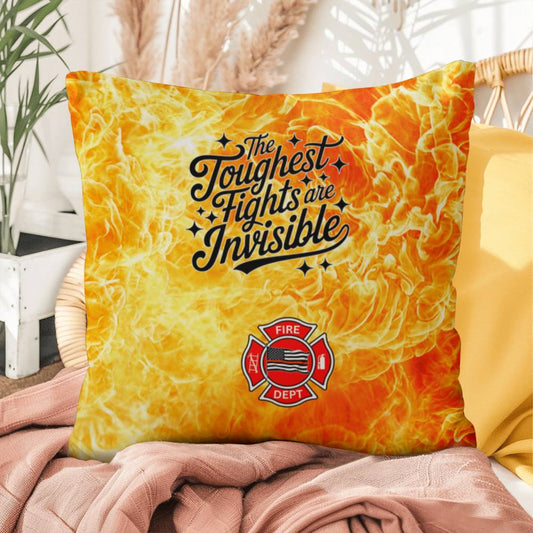 A pillow highlighting the invisible struggles of first responders, offering comfort and promoting mental health awareness.