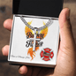 Personalized Firefighter Support Engraved Cuban Link Cross showing bravery beyond the badge and flames.