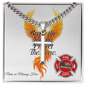 Firefighter Support Engraved Cuban Link Cross promoting mental health awareness and breaking the stigma.