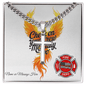 Firefighter Support Engraved Cuban Link Cross encouraging firefighters to check on their crew and support mental health.