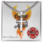 Engraved Firefighter Support Cross Necklace honoring courage and emotional resilience under pressure.