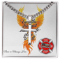 Firefighter Support Engraved Cuban Link Cross honoring the strength behind even the strongest firefighters.
