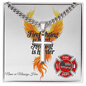 Firefighter Support Cuban Link Cross Necklace encouraging resilience through the hard battles of firefighting.