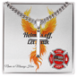 Helmets Off Firefighter Support Cuban Link Cross celebrating vulnerability, strength, and firefighter healing.