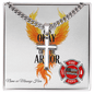 Firefighter Support Engraved Cuban Link Cross reminding heroes it's okay to take breaks for mental health.
