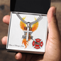 Firefighter Support Engraved Cuban Link Cross reminding heroes it's okay to take breaks for mental health.