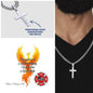 Strength Is In Asking firefighter engraved Cuban link cross supporting bravery and seeking help.