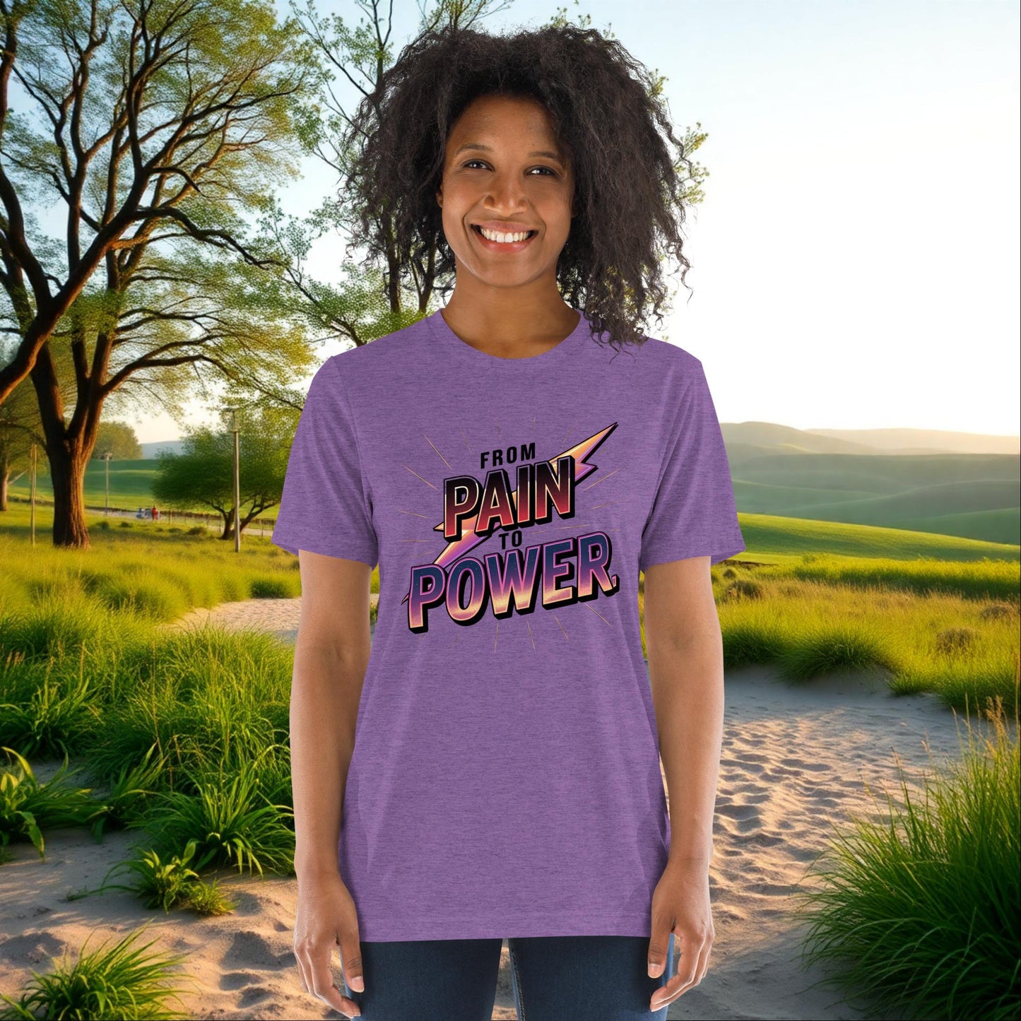 From Pain to Power on Unisex Tri-Blend T-Shirt, healing gift, survivor empowerment, domestic violence support