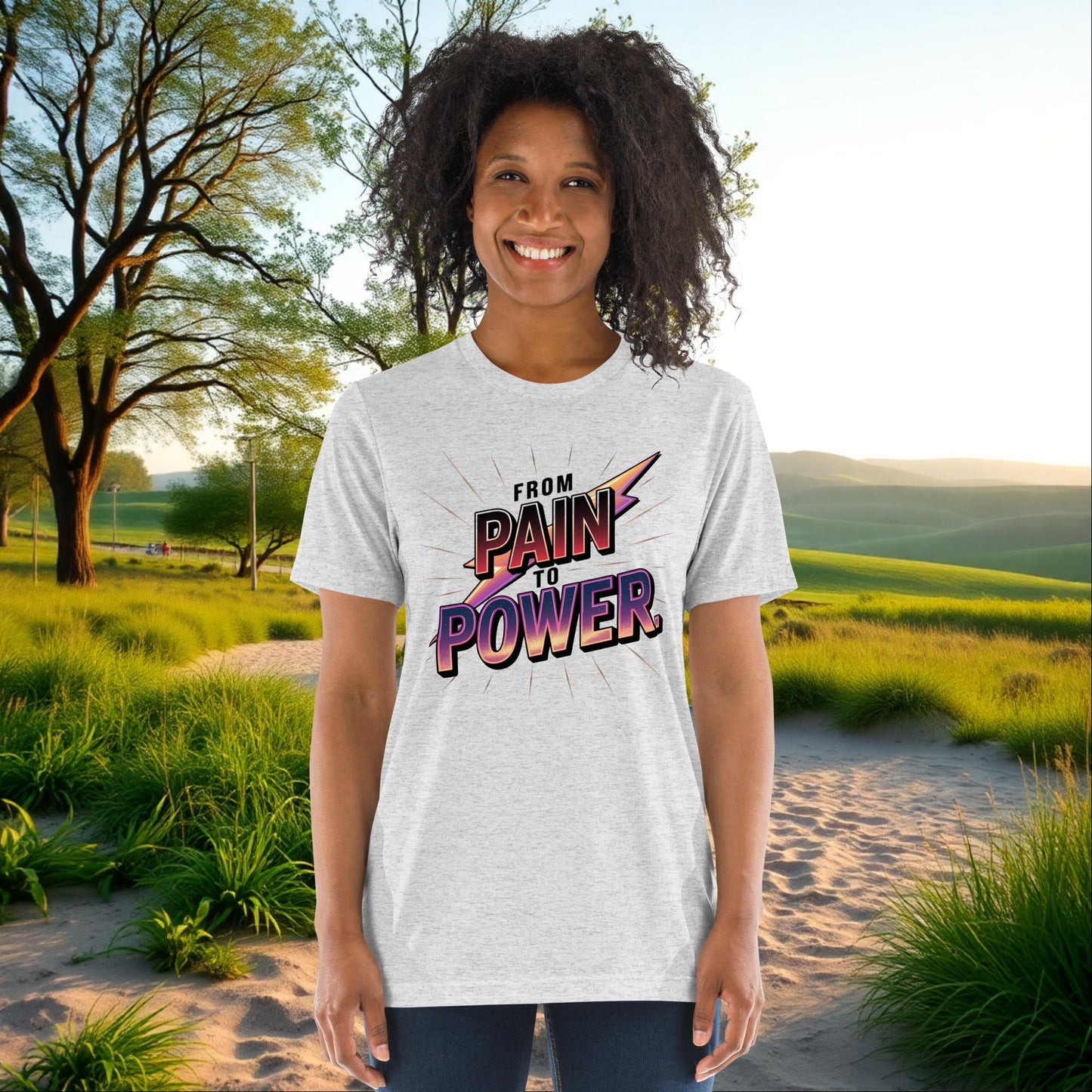From Pain to Power on Unisex Tri-Blend T-Shirt, healing gift, survivor empowerment, domestic violence support