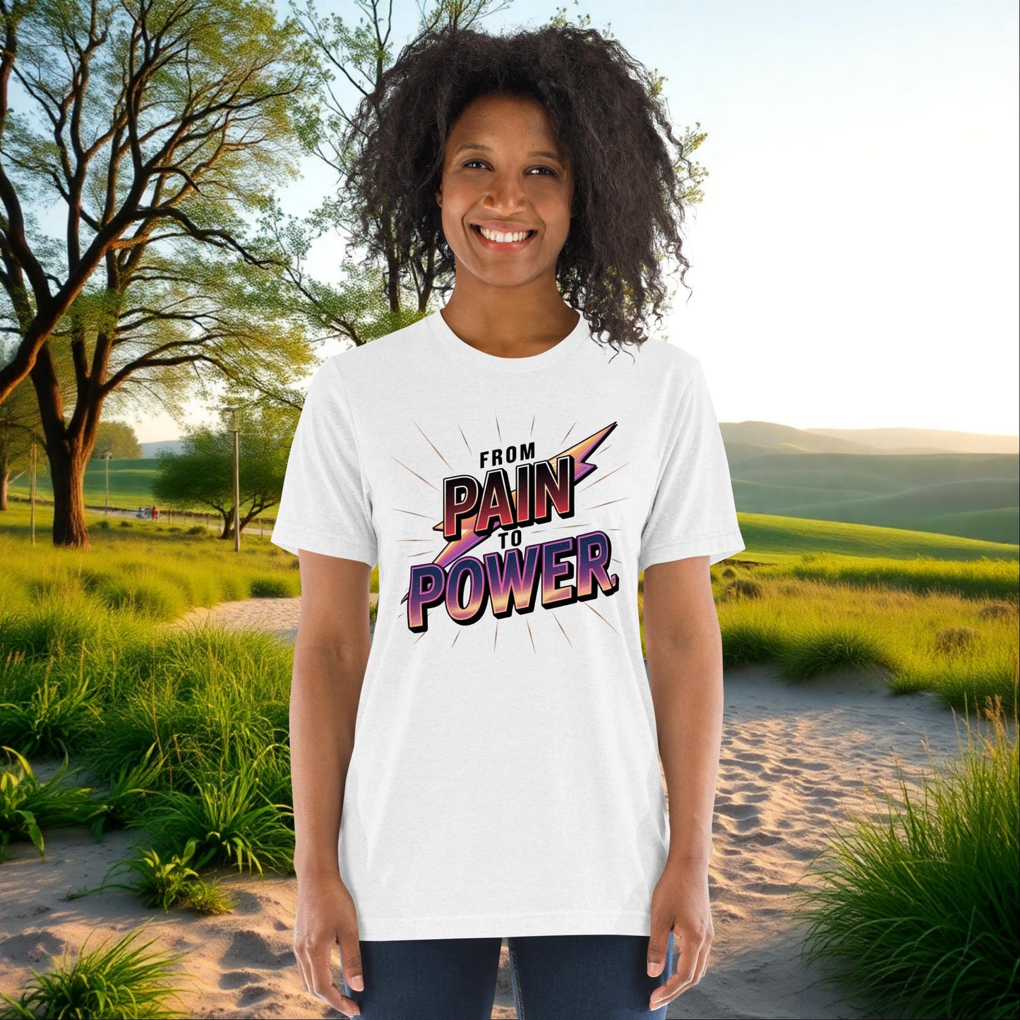 From Pain to Power on Unisex Tri-Blend T-Shirt, healing gift, survivor empowerment, domestic violence support