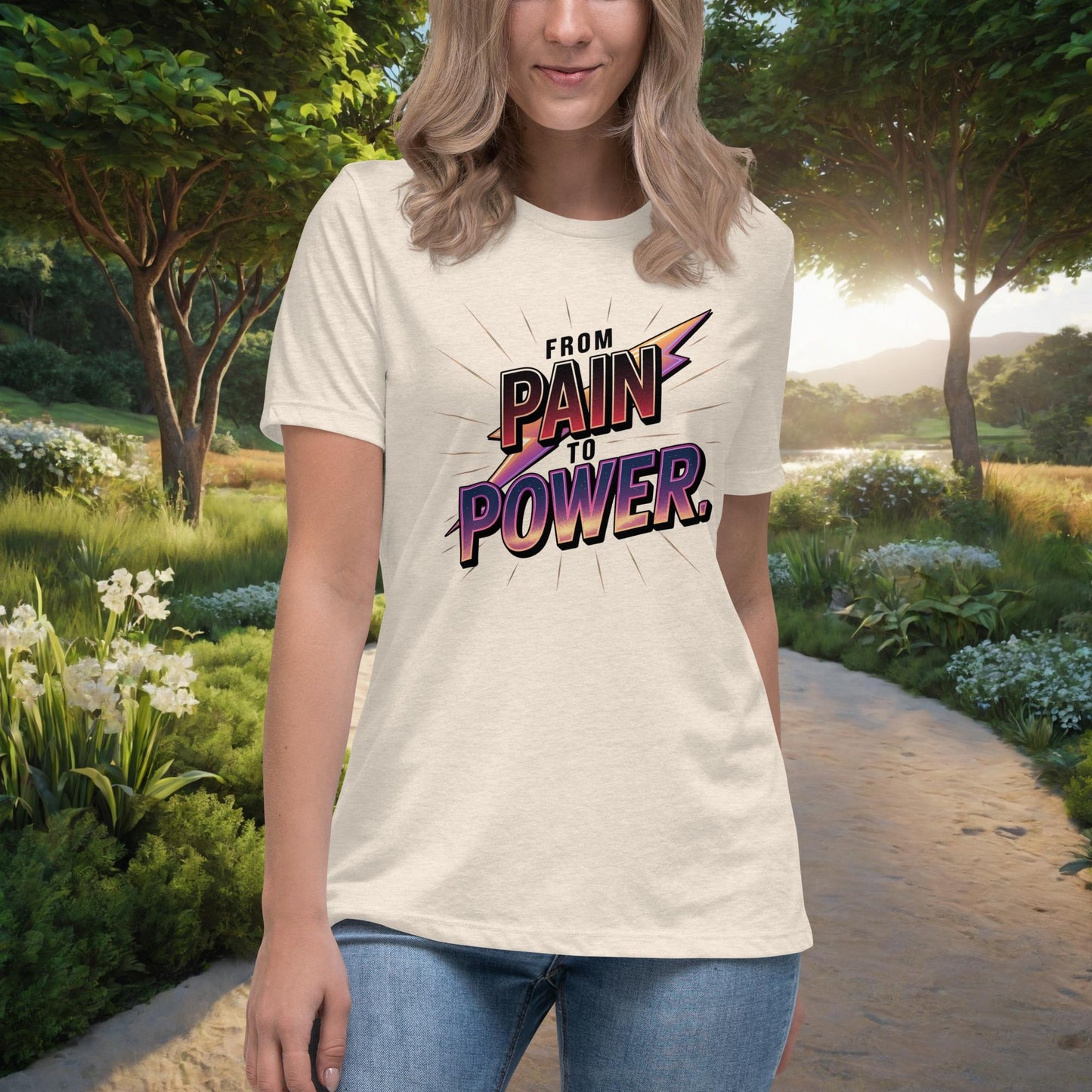 From Pain To Power Women's Relaxed T-Shirt, Personalized Strength & Healing Shirt for Survivors of Domestic Violence - MySisterIsASurvivor