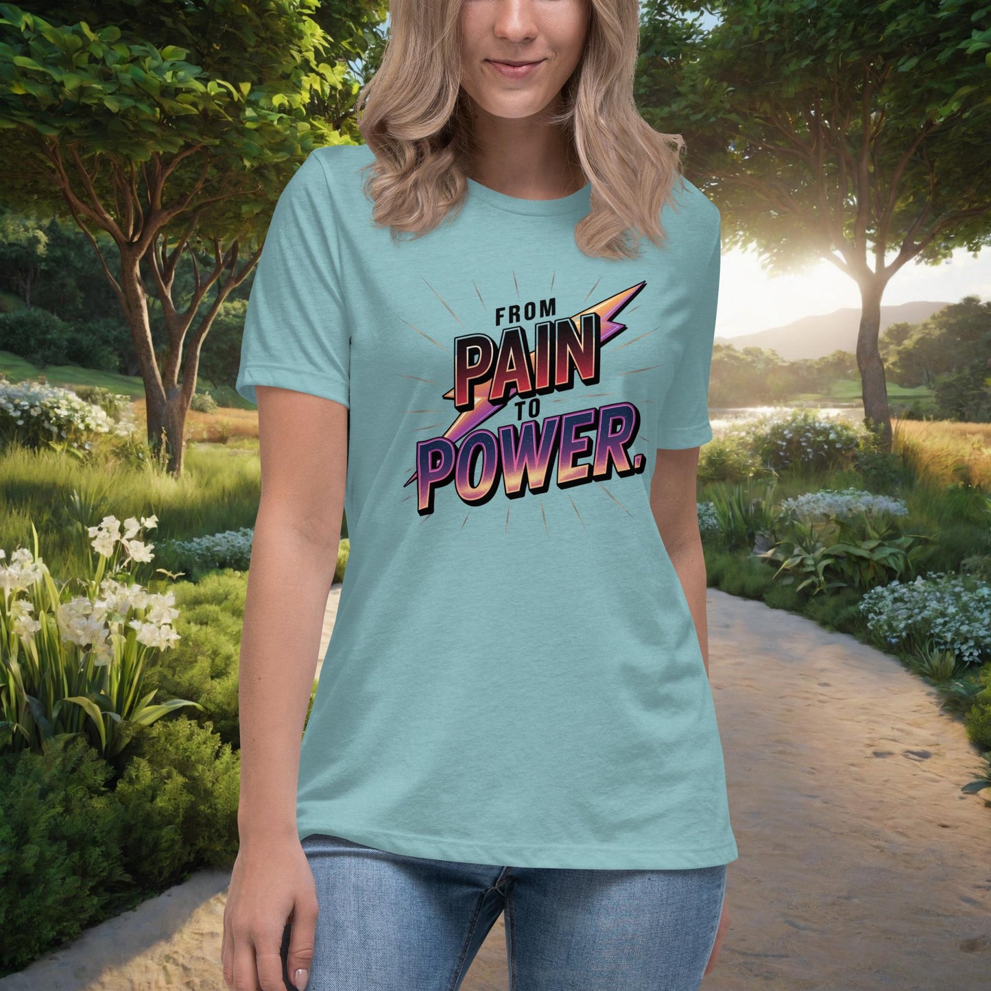 From Pain To Power Women’s Relaxed T-Shirt, Strength & Healing Shirt for Domestic Violence Survivors