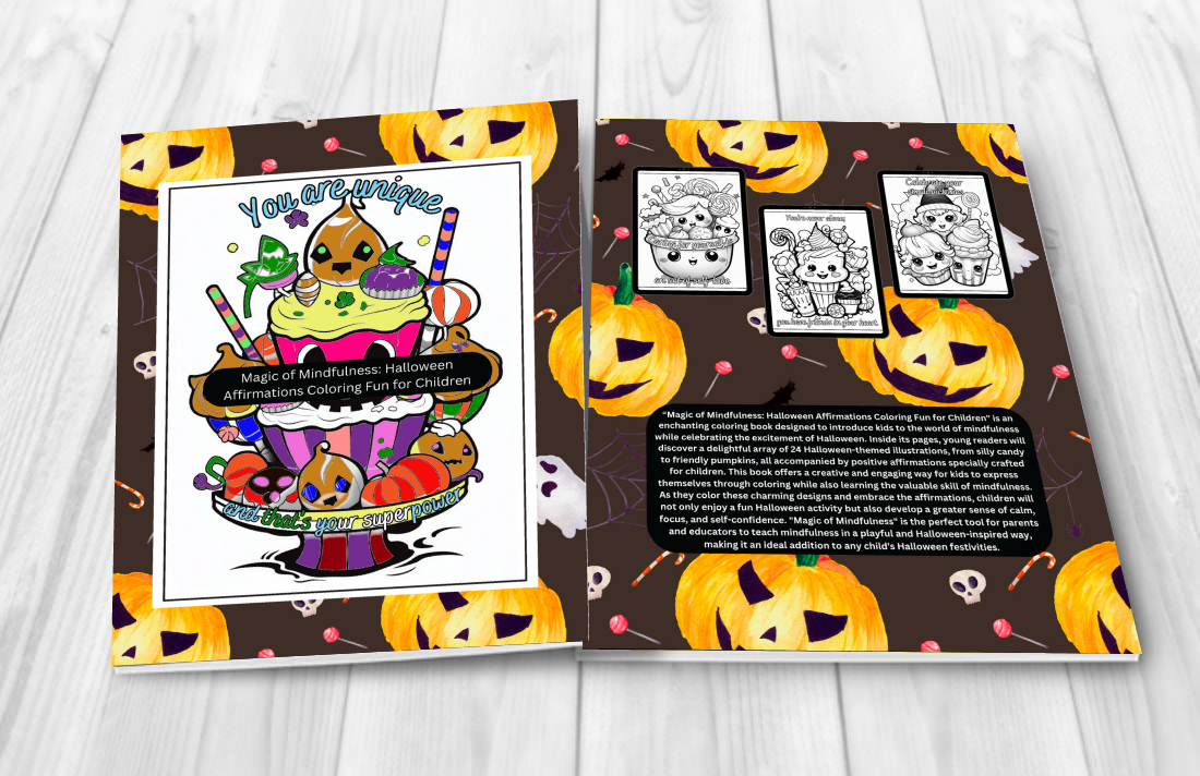 Halloween affirmations coloring book for kids with fun spooky art