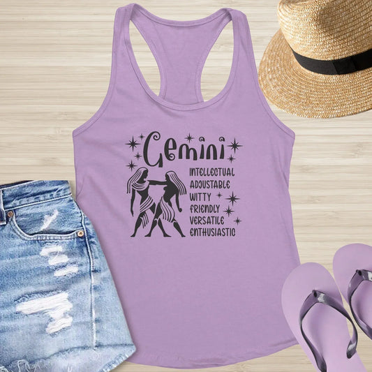 Gemini Racerback Tank - Dual Energy Tank for Balance, Focus & Zodiac Expression - MySisterIsASurvivor