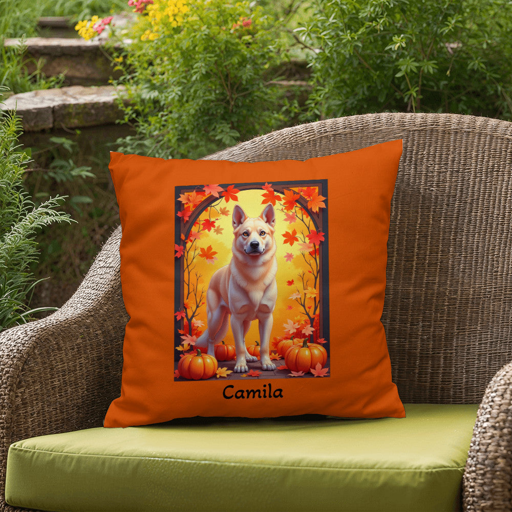 German Shepherd Cream Coat Pillow, Personalized Indoor Outdoor Dog Cushion, Water-Resistant