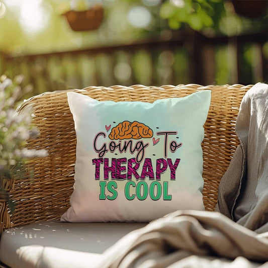 Shop our going to therapy is cool indoor outdoor pillow featuring the 18" x 18" style option from MySisterIsASurvivor.