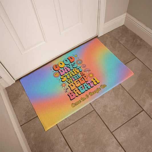 Shop our premium good days start welcome mat from MySisterIsASurvivor.