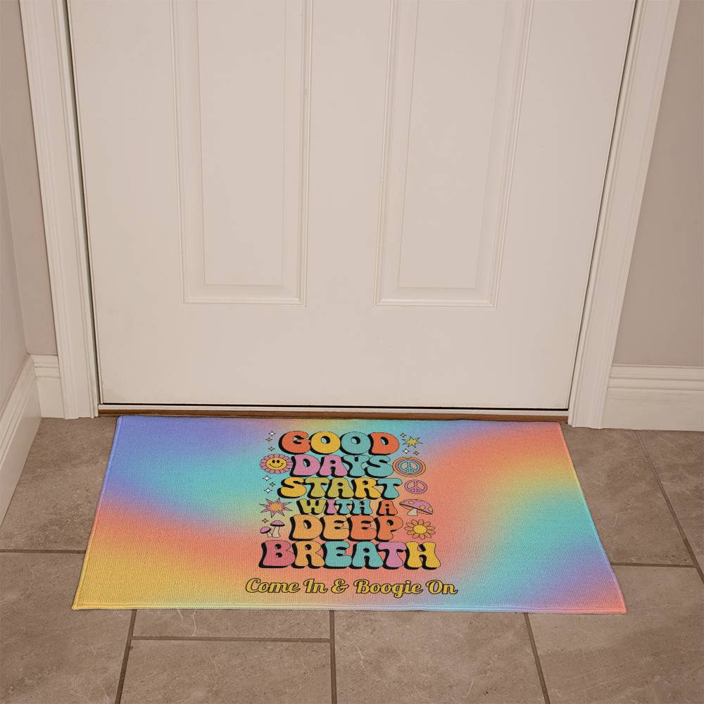 Good Days Start with a Deep Breath - Custom Entry Mat, Mental Health Affirmation Rug for Home - MySisterIsASurvivor