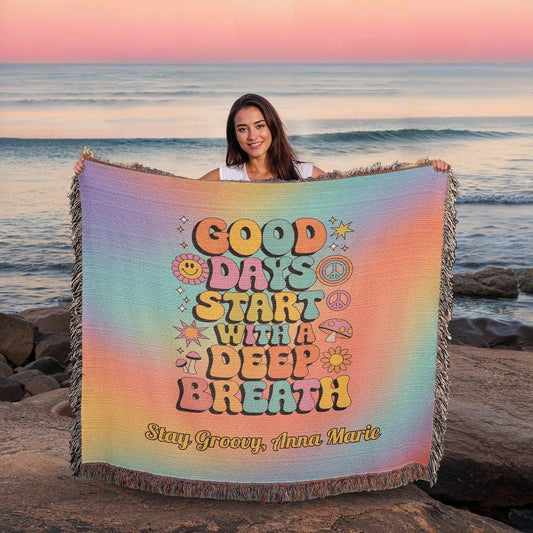 Shop our good days start heirloom woven blanket featuring the 60" x 50" style option from MySisterIsASurvivor.