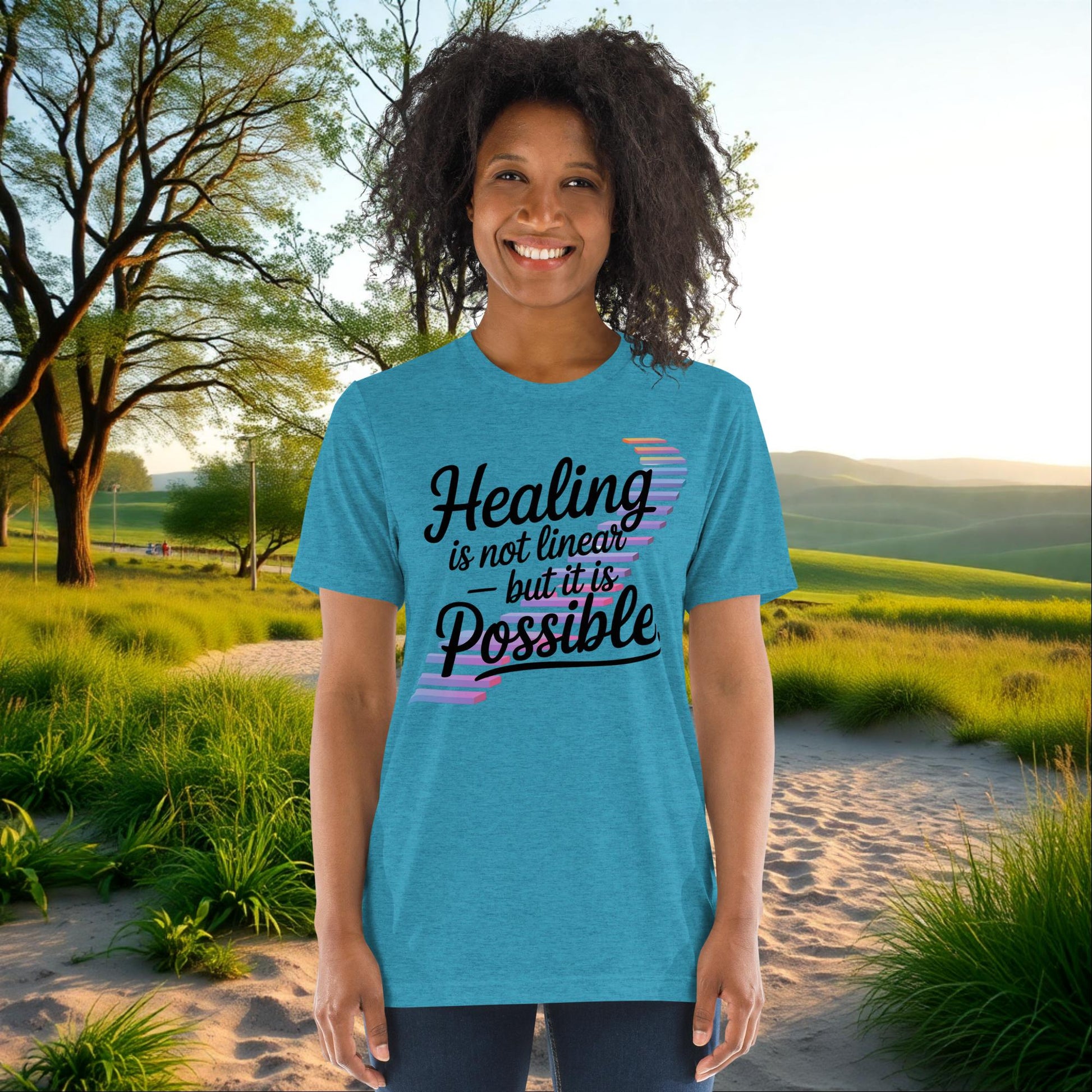Healing Is Not Linear But It Is Possible on Unisex Tri-Blend T-Shirt, recovery, empowerment, survivor support