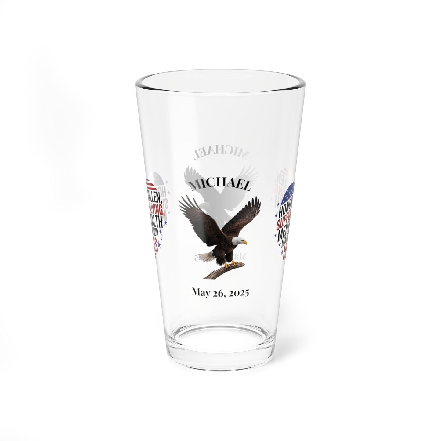 Honor The Fallen pint glass engraved for Memorial Day - tribute gift for veterans and fallen heroes