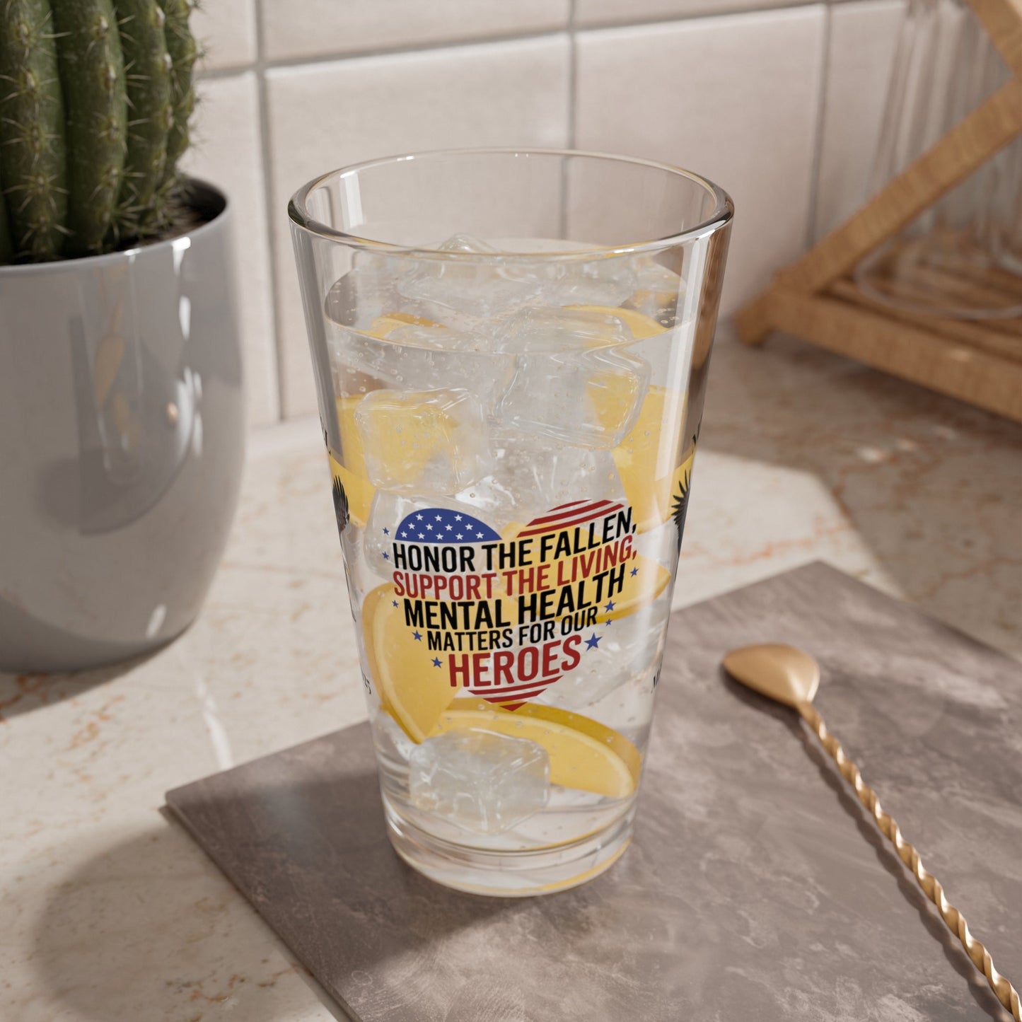 Honor The Fallen pint glass engraved for Memorial Day - tribute gift for veterans and fallen heroes