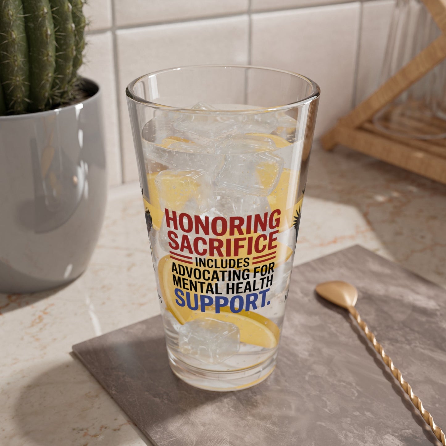 Honoring Sacrifice pint glass for Memorial Day - personalized veteran remembrance and support glassware