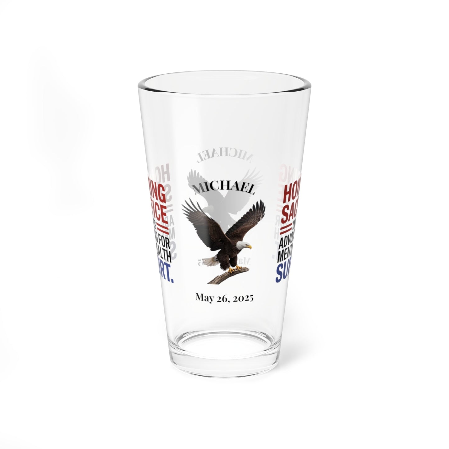 Honoring Sacrifice pint glass for Memorial Day - personalized veteran remembrance and support glassware