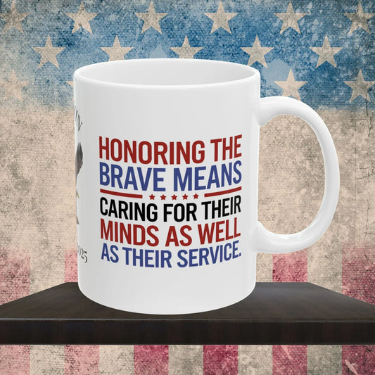 Shop our memorial day ptsd mug honoring the brave featuring the 15oz style option from MySisterIsASurvivor.